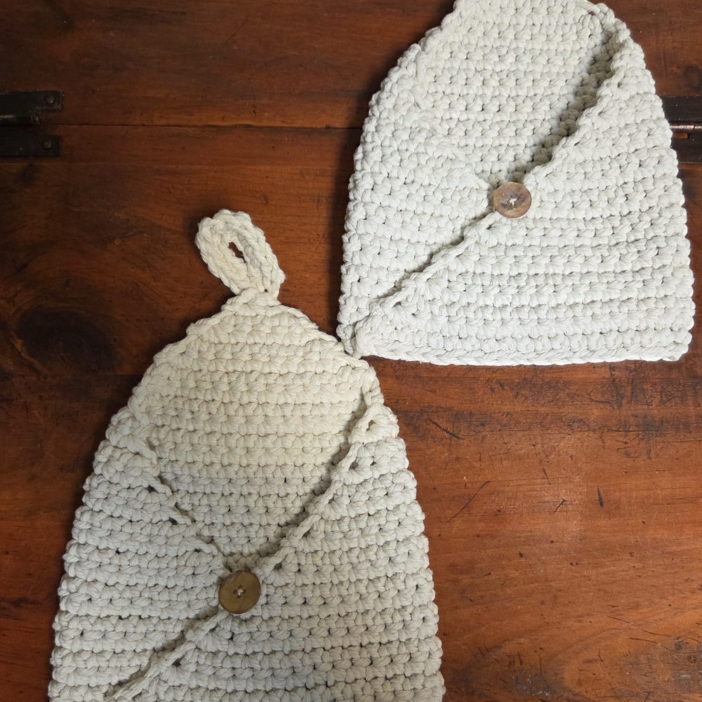 Handmade Cream Crochet Kids Beanie Set